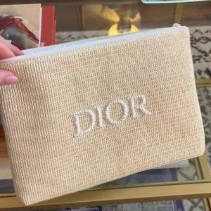 Brand New! Authentic Large Dior Raffia Clutch Bag Pouch (10.5"x7.5")